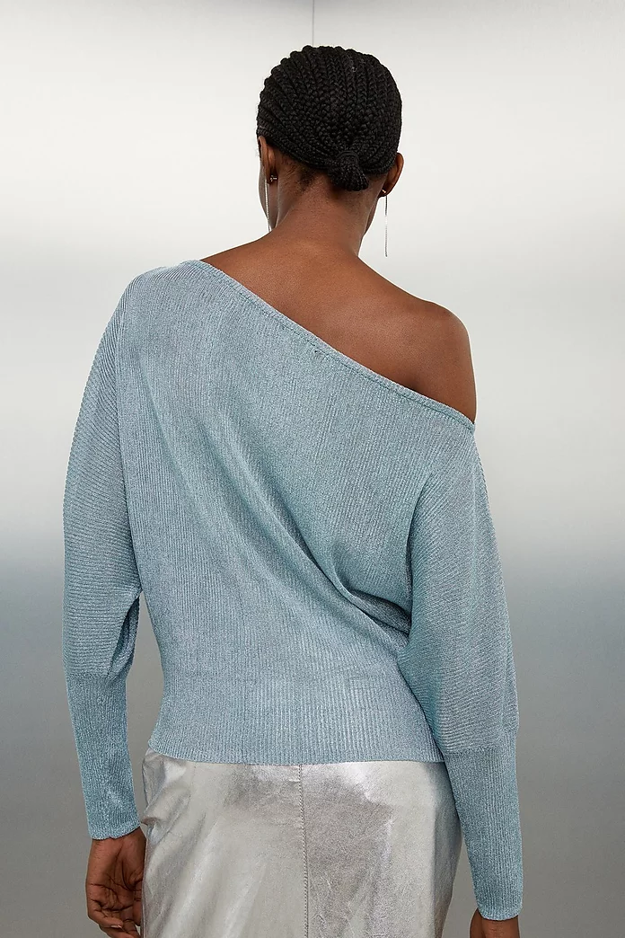 Viscose Blend Metallic Sparkle Knit Drop Shoulder Top Viscose Blend Metallic Sparkle Knit Drop Shoulder Top